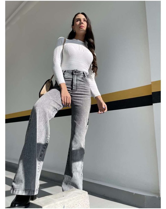 CALÇA FEMININA WIDE LEG COM ELASTANO