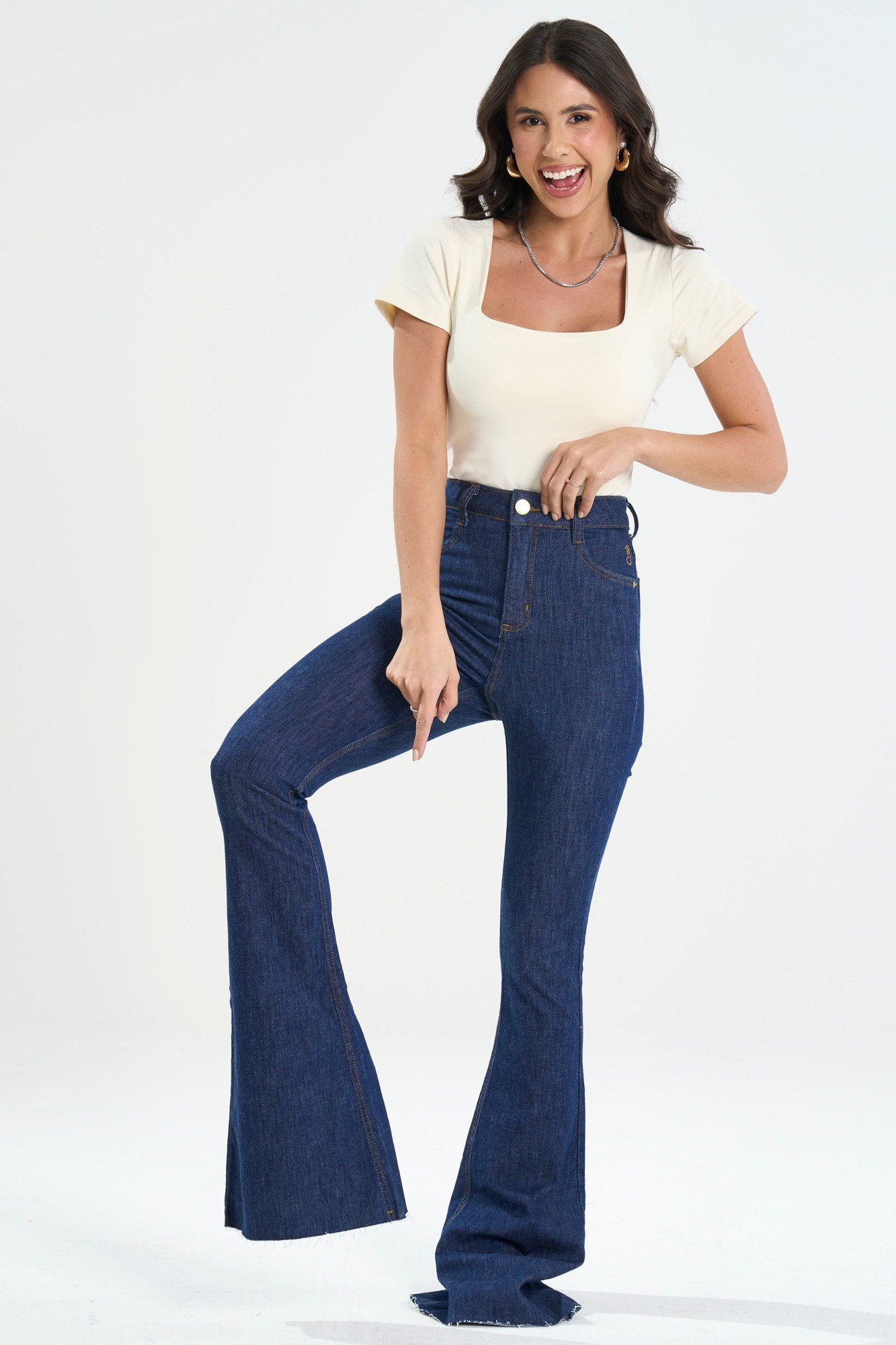 CALÇA FLARE FEMININA PARA MULHERES ALTAS JEANS DANDY