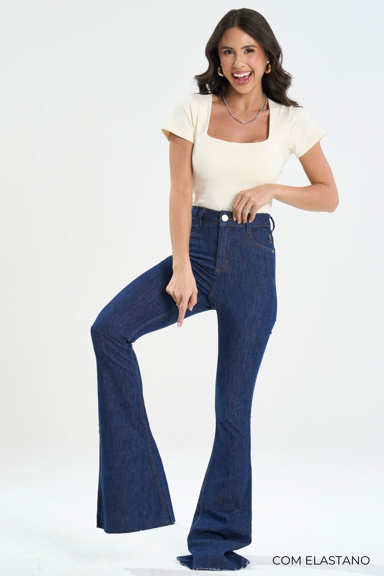 CALÇA FLARE FEMININA PARA MULHERES ALTAS JEANS DANDY