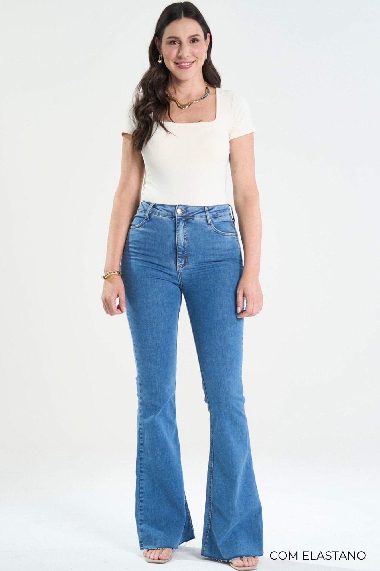 CALÇA FLARE FEMININA PARA MULHERES ALTAS JEANS DANDY