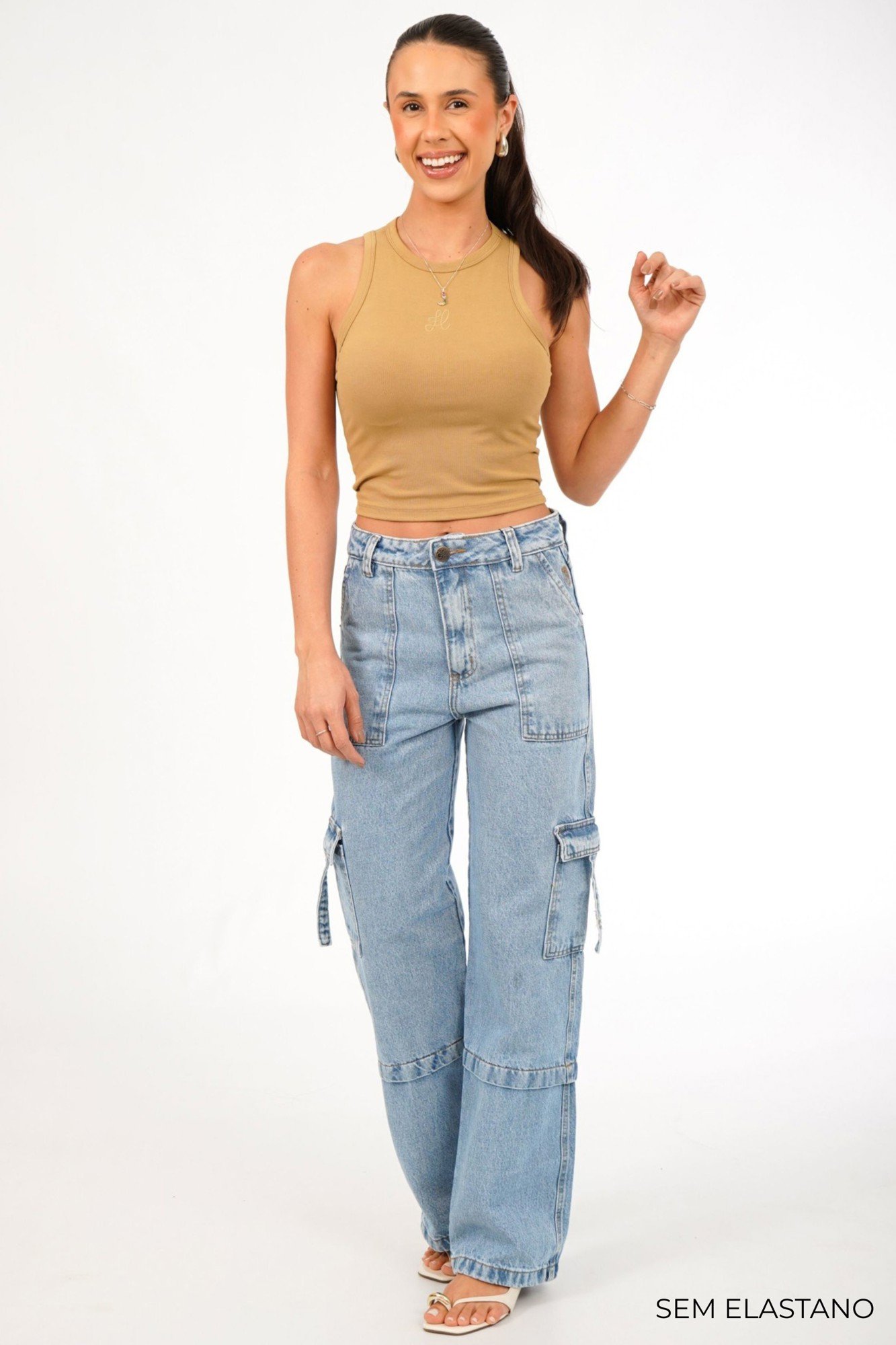 【極美品、Y2K】Polo Jeans Co.　CELL PHONE CARGO CALÇA WIDE LEG CARGO HELOISA SEM ELASTANO -
